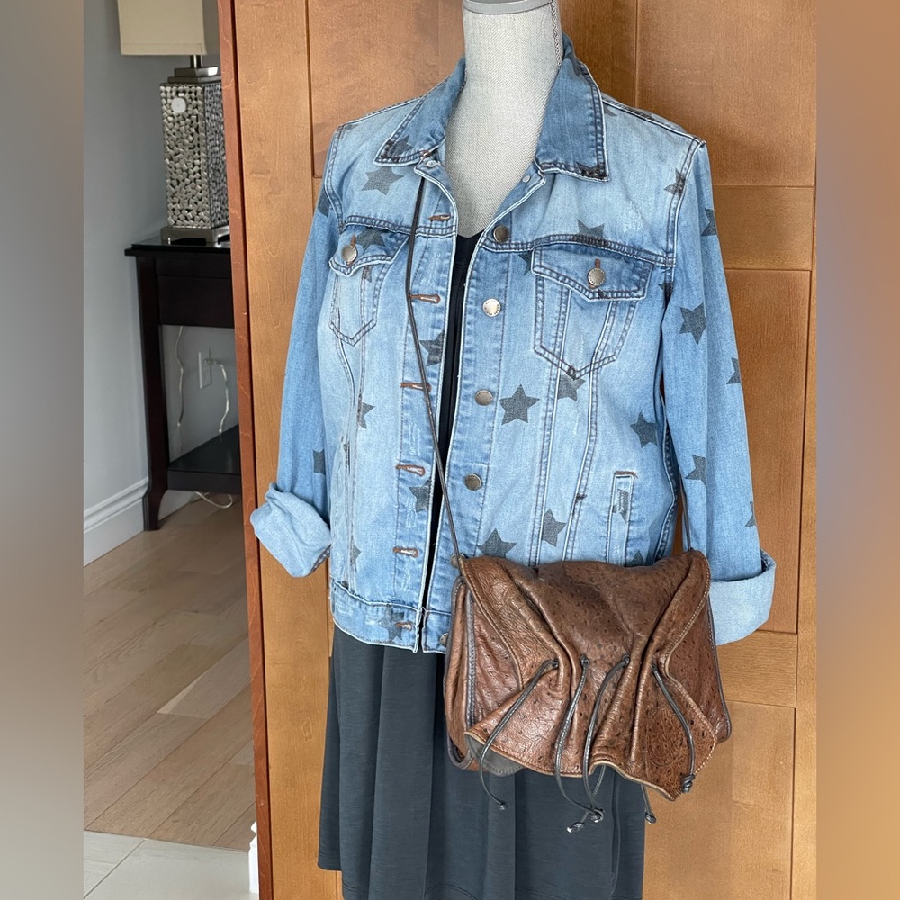 Vintage CARLOS FALCHI Brown Buffalo Leather Crossbody Bag